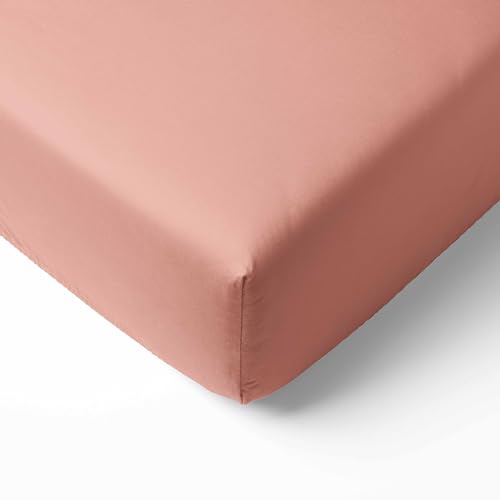 Image of 100% Cotton Crib Fitted Sheet - Olivia Tribal Solid Coral - Silky Soft Breathable 100% Cotton Percale Baby Sheets - Fits Standard 28 x 52 Crib & Toddler Mattresses