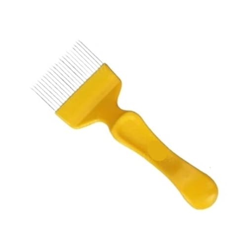 Outils apicoles pas à pas pour désoperculer le miel avec aiguille droite et peigne jaune