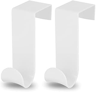 Over The Door Hooks Heavy Duty Single Over Door Hook Hanger White Door Hanger Organizer Plastic Towel Hanger Hook Sturdy Hanging Coat Rack for Hanging Coat, Hat, Jacket, Towel, Bag, Robe (2Pcs/4Pcs)