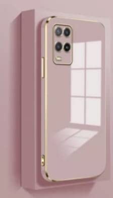 Image of Apurb Store for Oppo A54 Plating Square Gold Frame Phone Case Luxury Soft Silicone Back Cover (for Oppo A54, Pink)