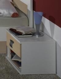 Nachtschrank Nele II, Alpinweiß, Absetzungen Ahorn Nachbildung