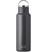 Atlas Water Bottle, 33.8 fl oz (1,000 ml), Cold Retention, Vacuum Insulated, Stainless Steel, Integrated Gasket, Handle Included, Seamless, Screw Bottle, Direct Drinking, Easy to Clean, Outdoor Use, Wens Gray