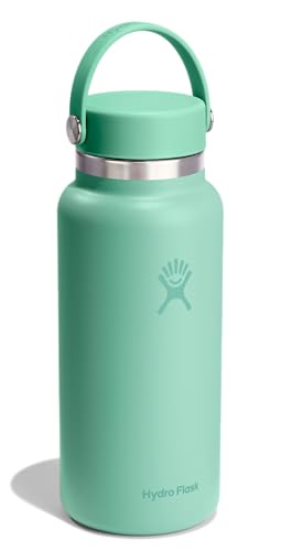 Image of Hydro Flask Water Bottle - Insulated Stainless Steel - Wide Mouth Flex Lid, Non Spill, Leakproof and Refillable in 32 Oz Mermaid Green