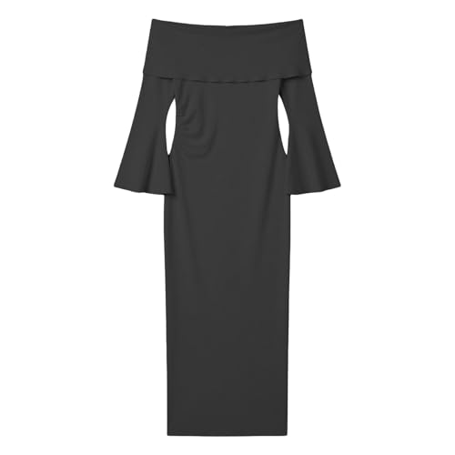 Vestido de maternidad con hombros descubiertos, mangas de campana, vestido de maternidad, elegante, realza la figura, vestido de lactancia fluido, vestido de fiesta, vestido de cóctel para embarazo