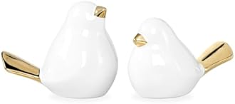 Torre & Tagus 902428B Finch Gold Tipped Decor Figures (Set of 2), White/Gold