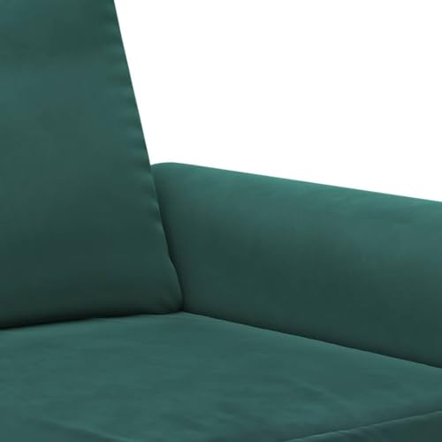 vidaXL Sofagarnitur 4-TLG., Sessel Couch mit Kissen Fußhocker, Sofa Wohnzimmersofa mit Armlehnen, Couchgarnitur Designsofa Sitzmöbel Polstermöbel, Dunkelgrün Samt – Bild 8