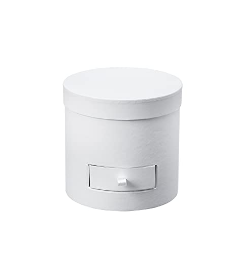 Oasis WHITE ROUND 15CM GIFT HAT FLOWER BOX LINED WITH DRAWER VALENTINES