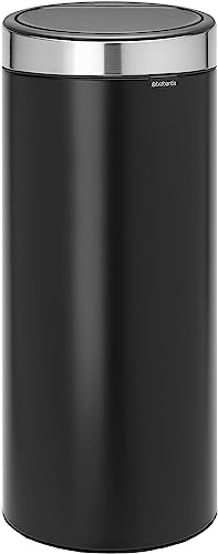 Brabantia - Poubelle Touch Bin Unie New, 30L - Noir Mat avec Couvercle Anti-traces de Doigts
