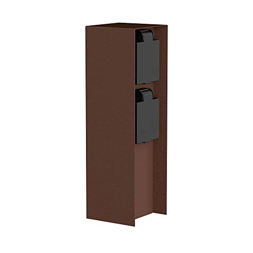 ledscom.de Presa di corrente da giardino POMI per esterni, IP44, a 2 vie, acciaio inox, marrone, angolare, 23 cm