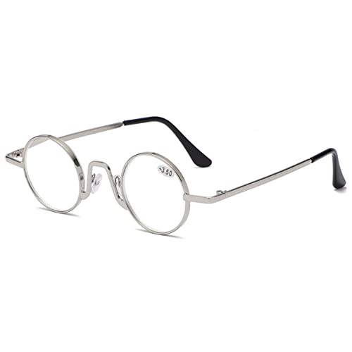KOOSUFA Small Round Blue Light Blocking Reading Glasses for Women Men Retro Metal Lightweight Computer Readers Eyewear Nerd Eyeglasses Silver 2.5