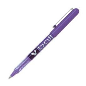 Pack of 12 Pilot V-ball 05 Rollerball Pens, Metal, Purple Ink (0.5 mm)