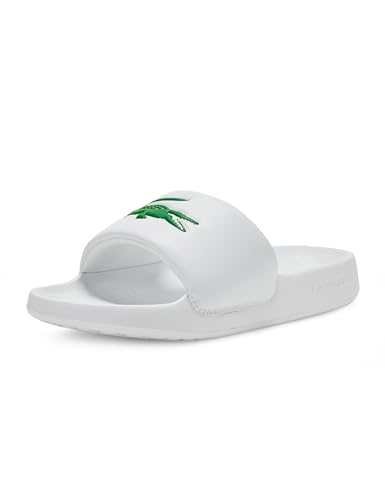 La Mejor Recopilación de Sandalias de Playa del mes. 50 Lacoste Serve Slide Sandalia para mujer, Croc blanco y verde, 23.5