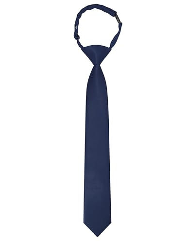 RBOCOTT Satin Navy Blue Ties for Boys Pre-tied Adjustable Kid Necktie for Age 8-12 Wedding and School Graduation(10)