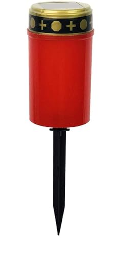 CSXMONEY Luci solari da giardino, candela per tomba, con tappo a terra, senza fiamma, per tombe, sacrificio commemorativo (rosso)