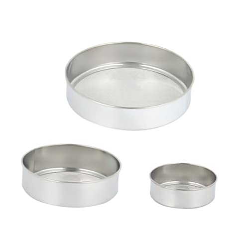BRIGHTFUFU 3Pcs Stainless Steel Flour Sieve Round Fine Mesh Strainer for Baking Baking Tool for Sifting Flour Cocoa and Millet Powder
