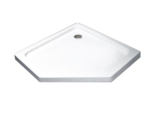 Glaszentrum Hagen - 100x100x5cm - 5eck - Duschtasse - Duschwanne - Extra Flach - Extra Verstärkt - Sanitäracryl - incl. Siphon