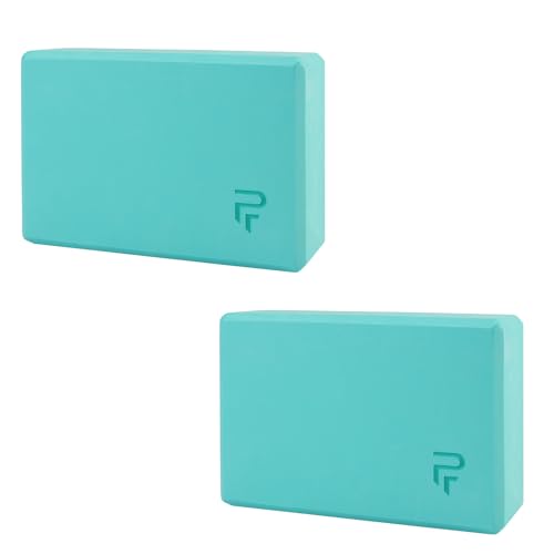 PERPETUAL Bloque de Yoga Liso - 2 Unidades - Espuma EVA Andideslizante - Soporte para Yoga y Pilates - Mejora tus Posturas, Flexibilidad y Equilibrio - Resistente Sudor (2 unidades - Turquesa)
