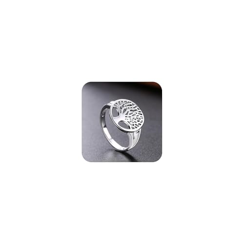 Cutesmile Fashion Jewelry 925 Sterling Silver Tree of Life Ring Jewelry Wedding Women Cute Size 6-9 (6)