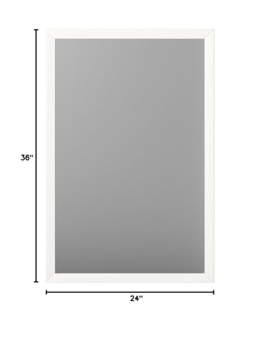 Image of Amazon Basics Rectangular Wall Mount Mirror for Bedroom, Living Room, Entryway, 24 inch x 36 inch, Standard Trim, White, Hangs Horizontally or Vertically
