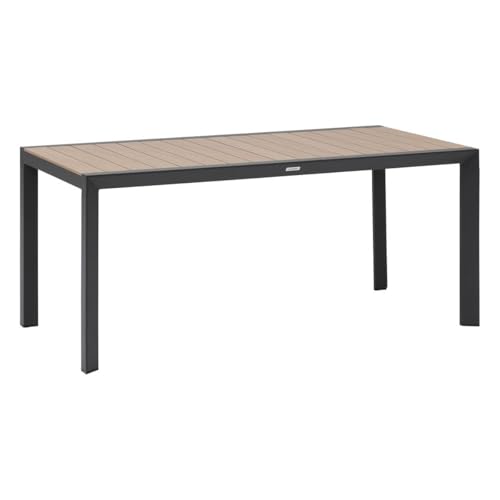 Hespéride - Table de Jardin évasion Effet Bois Honey et Graphite 6 Places Lates en Aluminium