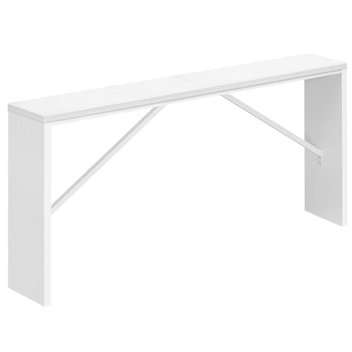 MAHANCRIS Console Table, 62.2" Long Sofa Table Behind Couch, Narrow Entryway Table, Farmhouse Dining Table with Angled Metal Frame, Industrial Console Table for Entryway, White CTWT15801