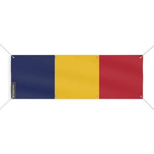 Drapeau du Tchad 80x240 grand pavillon vertical extérieur à oeillets