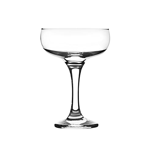 LAV 12x Clear 235ml Misket Glass Champagne Saucers - Vintage Glass Espresso Martini Prosecco Wine Gin Coupe Glasses Gift Set