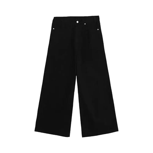 Men's Vintage Long Wide Leg Wash Jeans Fashion Casual Baggy Straight Jeans with Pockets