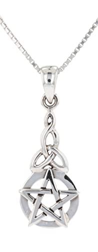 Pentacle Trinity Knot Celtic Sterling Silver Pendant Necklace 18