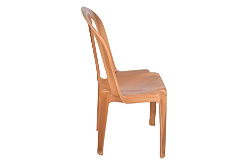 Image of Prima Plastic Chair for Living Room | Set of 2 | Chair for Home, Living Room, Multipurpose | Stackable Chair Without Arm | 100% Virgin Plastic | Chair 4003 (Sandalwood Colour)