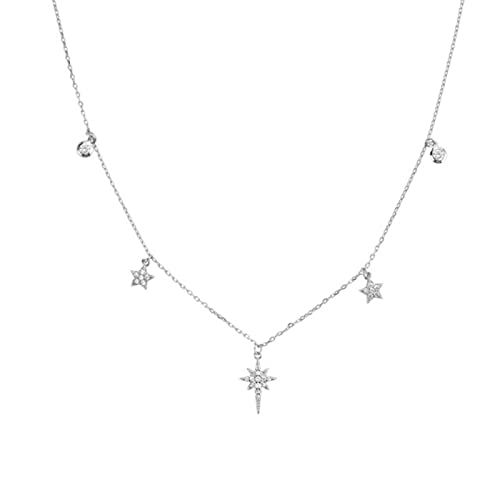 Collier ras du cou lune étoile en argent 925 sterling de haute qualité pour femme