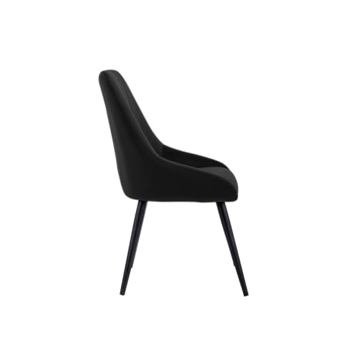 Image of Finch Fox Morris Velvet Dining Chair for Living Room, Bedroom, Home Office with Black Metal Legs in Black Color