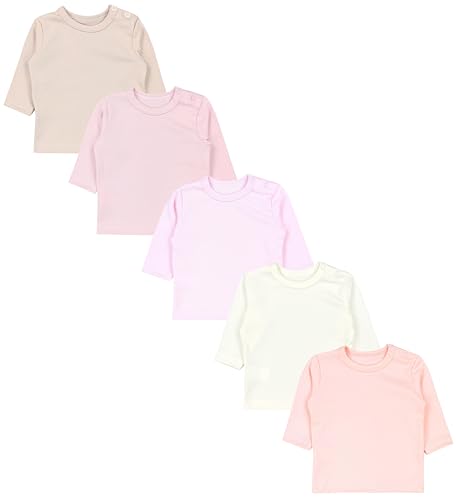 TupTam Baby Mädchen Langarmshirt Sterne 5er Pack, Farbe: Rosa Apricot Puderrosa Beige Ecru, Größe: 68 TupTam Baby Mädchen Langarmshirt Sterne 5er Pack, Farbe: Rosa Apricot Puderrosa Beige Ecru, Größe: 68