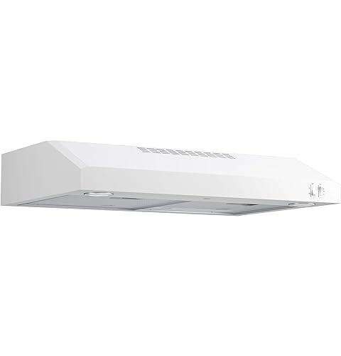 GE 24in. Under Cabinet Range Hood, convertible Duct, 2 Speed Exhaust Fan, Front Control and Reusable Filter, White