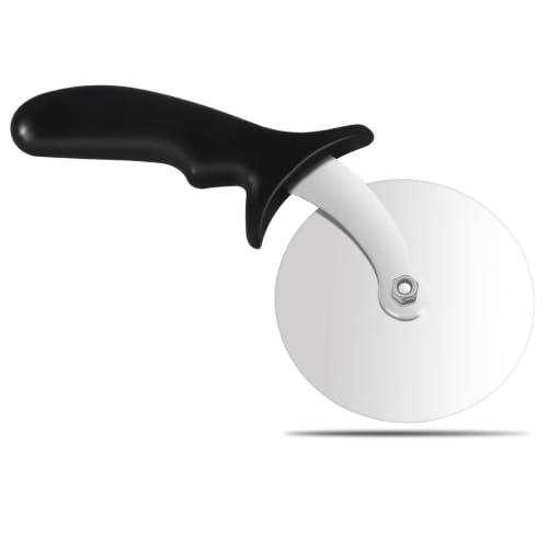 Cortapizzas, Cortador de Pizza con Hoja en Forma de Rueda de Acero Inoxidable de 10CM de Diámetro y Tensión Ajustable, Mango de ABS, Negro