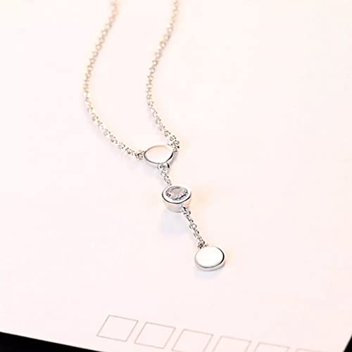 Collar de joyería para mujer fina con colgante de circón cúbico y plata de ley 925