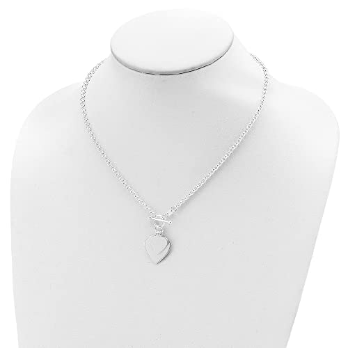 Diamond2Deal Sterling Silver Engraveable Double Heart Toggle Necklace4