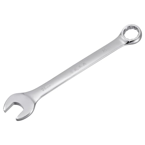sourcing map Metric 26mm 12-Point Box Open End Combination Wrench Chrome Finish, Cr-V