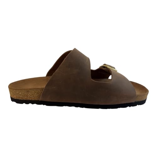 Image of Heritage - Premium Leather Two-Strap Comfort Sandal | Genuine Leather | Brown | UK 4-9 (EU 37-43)