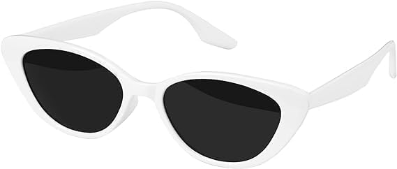 TRIXES Lunettes de soleil rétro blanches œil de chat – Lunettes fantaisie pour femmes –...