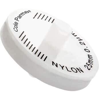 Image of Cole-Parmer AO-15945-10 Nylon Chromatography Syringe Filter, 0.20um Pore, 13mm Dia, 100 /Pk