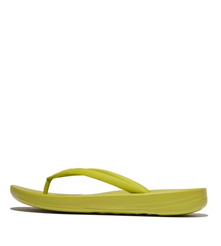 Image of FitFlop Womens iQushion Rubber Flip-Flops with Contoured Footbed for Walking, Lightweight Ergonomic Flip Flop Sandals with Arch Support and Foot Impact Pillows