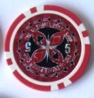 Squirrel Poker 14G Ultimte Poker Chips - 25pcs per roll - 10 Value Variations (100/500/1000/5000) (Red - $5)