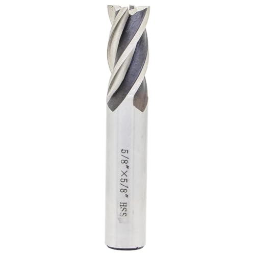End Mill Set 5/8" Cutting Dia 5/8" Shank 4 Flute HSS End Mill Drill Bit, CNC End Milling Cutter for Wood, Aluminum, Steel, Titanium, Foam, Plastic