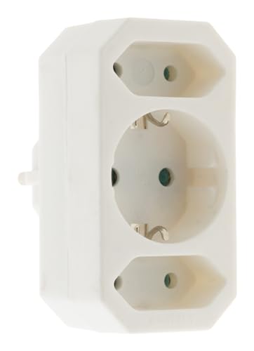 Zenitech, Triplite Power Strip, Schuko-modell, 2x2,5A + 1x16A - Idealisk för hem och kontor - Praktiskt uttag - Vit - 2x2,5A + 1x16A - 3 uttag