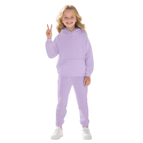 Girls' Sweatsuit Set 2 Piece Soft Long Sleeve Hoodie Sweatshirt with Pockets Solid Color Jogger Streetwear for Toddler