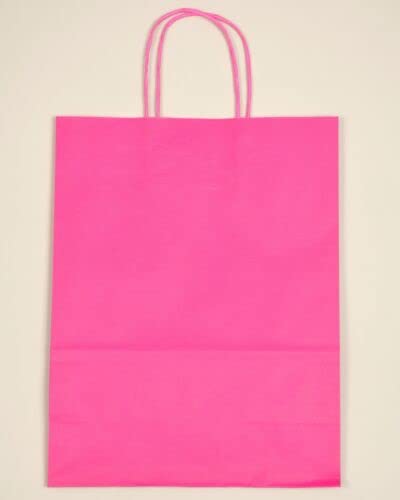Carrier Bags - Twist Handle Hot Pink Ribbed Paper - 9" x 4" x 12" / 24cm x 11cm x 31cm - Pack of 50 — image 1