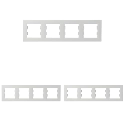 Schneider Electric Asfora Rahmen für Steckdosen und Schalter, 4-fach, horizontal, IP20, weiss, Artikelnummer EPH5800421D, 3 Stück