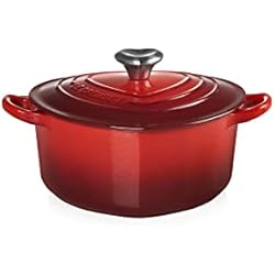 Cazuelas Le Creuset Le Creuset Cocotte corazón de hierro fundido con pomo en forma de corazón, 20 cm, Cereza, 21401200602455
