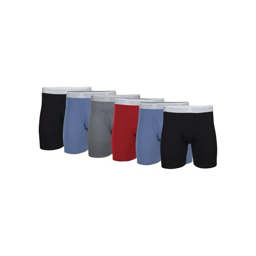 George Men's Moisture Wicking Regular Leg Boxer Briefs, 6-Pack
